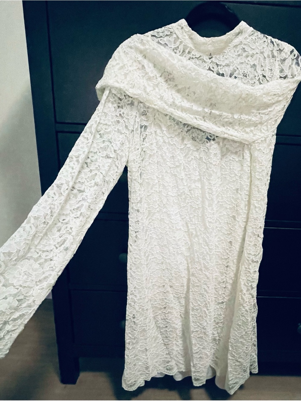 ModCloth Ivory Lace High-Neck Wedding Dress